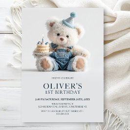 Cute Teddy Bear 1st Birthday Party Invitation