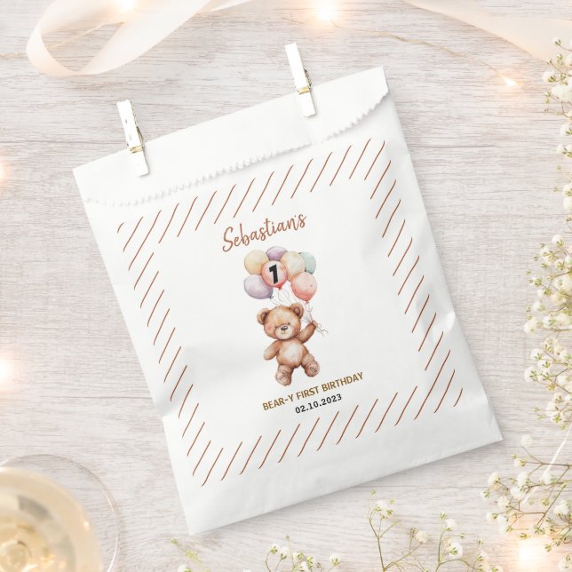 Cute Teddy Bear 1st Birthday | Sweet Bear  Geschenktütchen (Ausgeschnitten)