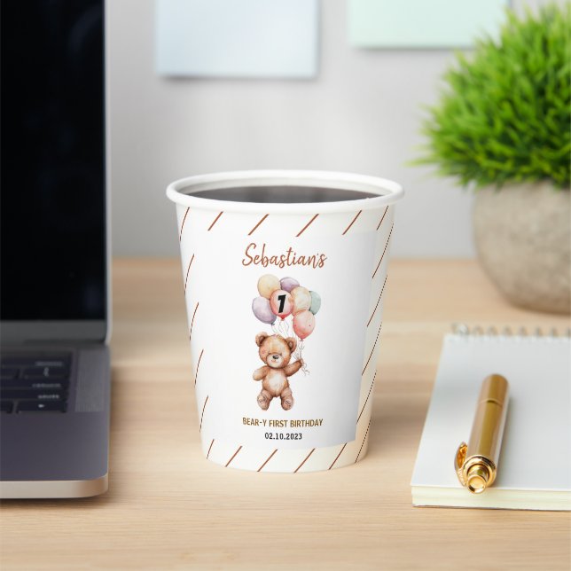 Cute Teddy Bear 1st Birthday | Sweet Bear  Pappbecher (InSitu)
