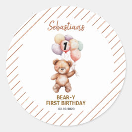 Cute Teddy Bear 1st Birthday | Sweet Bear  Runder Aufkleber