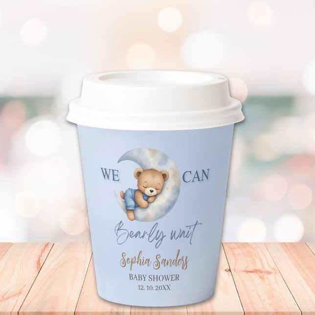 Cute Teddy Bear Baby shower boy Pappbecher (Von Creator hochgeladen)