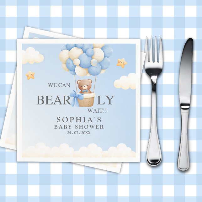 Cute Teddy bear Baby shower boy Party Serviette (Von Creator hochgeladen)