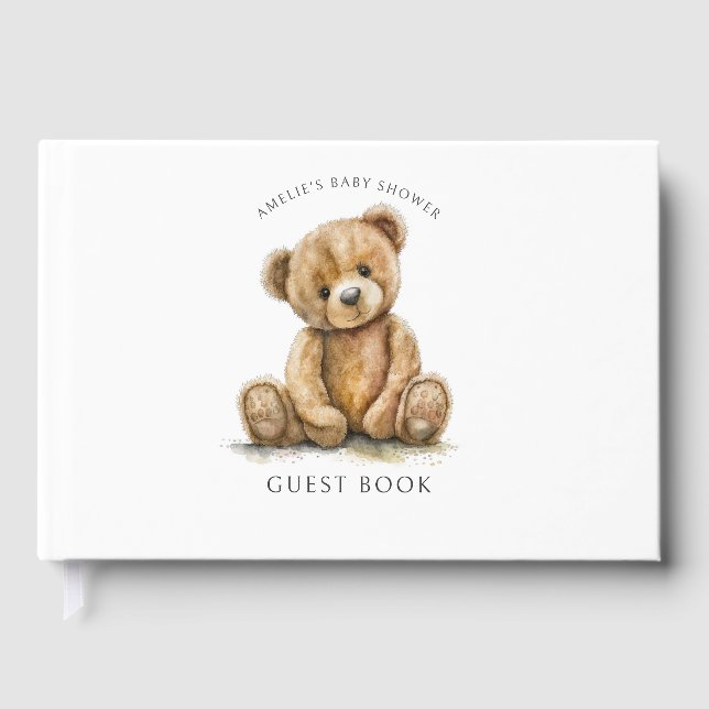 Cute Teddy Bear Baby Shower Gästebuch (Vorderseite)