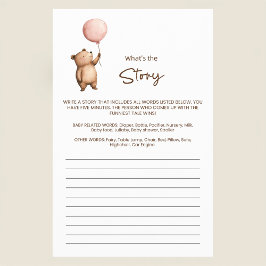 Cute Teddy Bear Baby Shower Story Writing Game Flyer