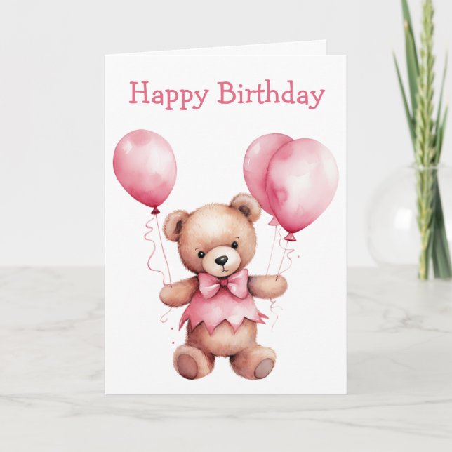 Cute Teddy Bear Birthday Card Karte (Vorderseite)