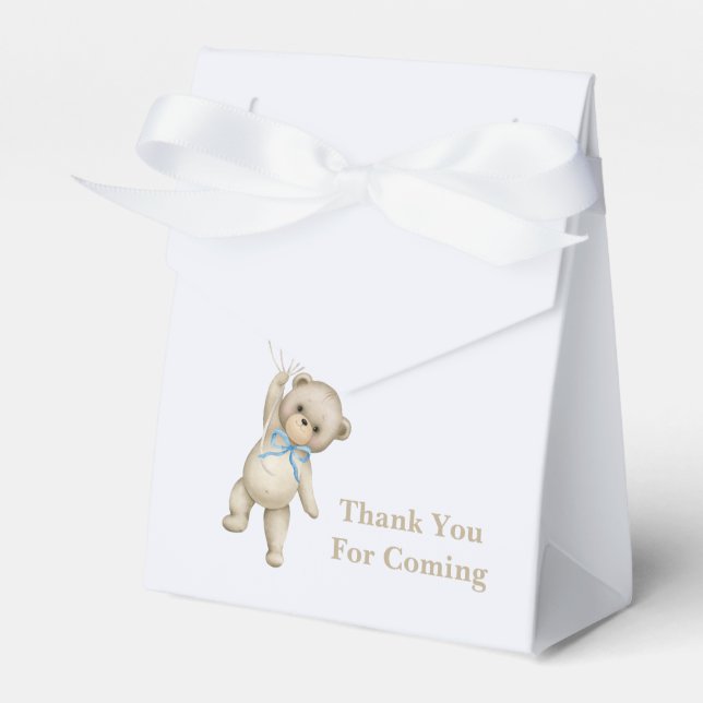 Cute Teddy Bear Blue Gold Abstract Thank You Geschenkschachtel (Vorderseite)