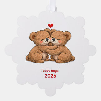 Cute Teddy Bear Couple in Love  Ornament Karte