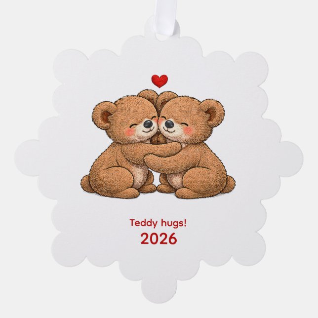 Cute Teddy Bear Couple in Love  Ornament Karte (Vorderseite)
