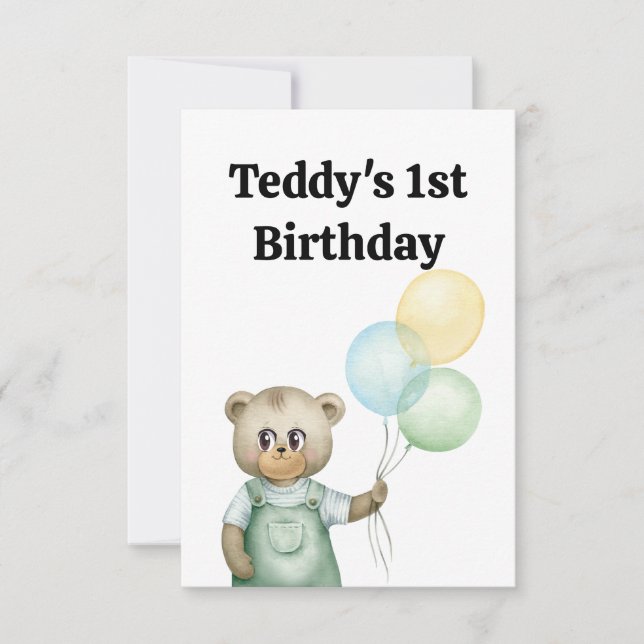 cute teddy bear green background dankeskarte (Vorderseite)