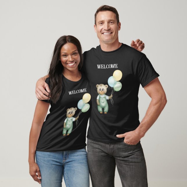 cute teddy bear green background T-Shirt (Unisex)