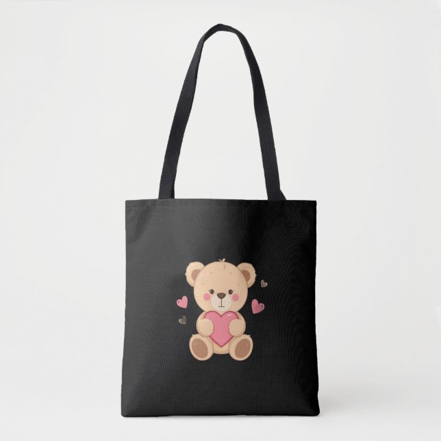 Cute Teddy Bear Holding Heart – love Tasche (Vorderseite)
