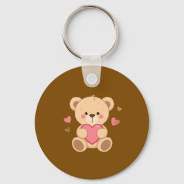 Cute Teddy Bear Holding Heart – Valentine Love Ill Schlüsselanhänger