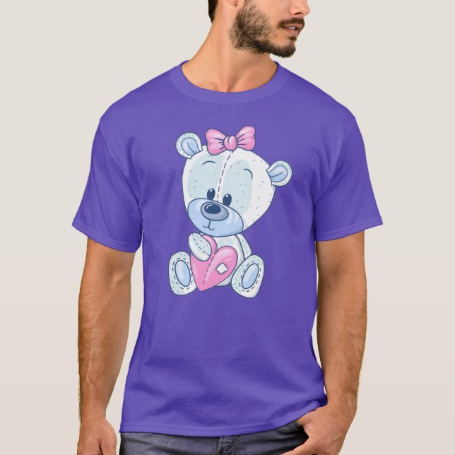 Cute Teddy Bear Love Heart T-Shirt (Vorderseite)
