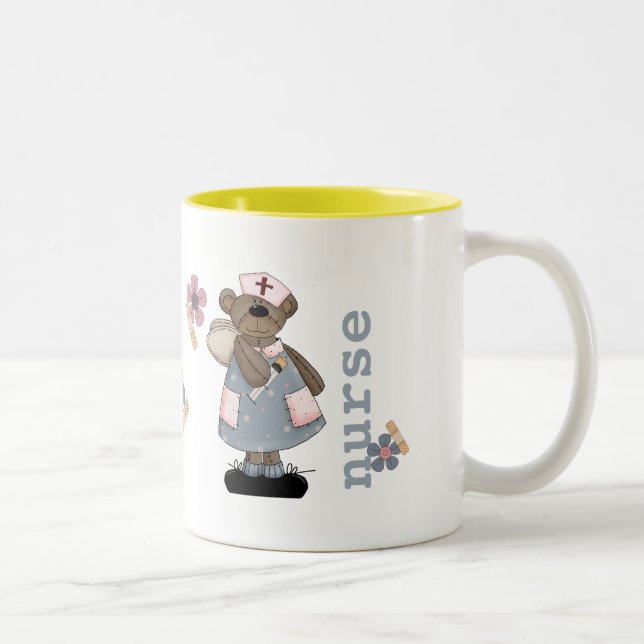 Cute Teddy Bear Nom personnalisé Mug for Nurse (Droit)