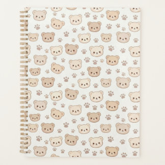 Cute Teddy Bear Pattern Notebook Cover Background Planer