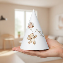 Cute Teddy Bear Photo Birthday Party Hat Partyhütchen