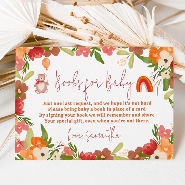Cute teddy bear rainbow books for baby shower begleitkarte (Cute teddy bear rainbow books for baby shower enclosure card)