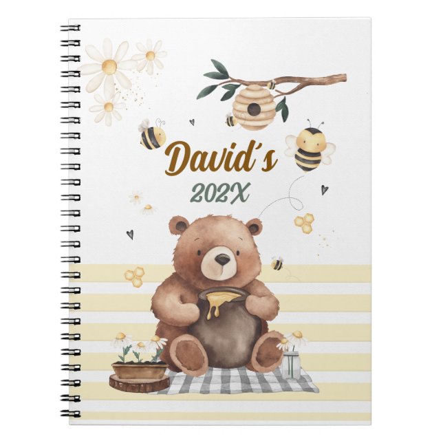  Cute teddy bear school notebook with jar of honey Notizblock (Vorderseite)