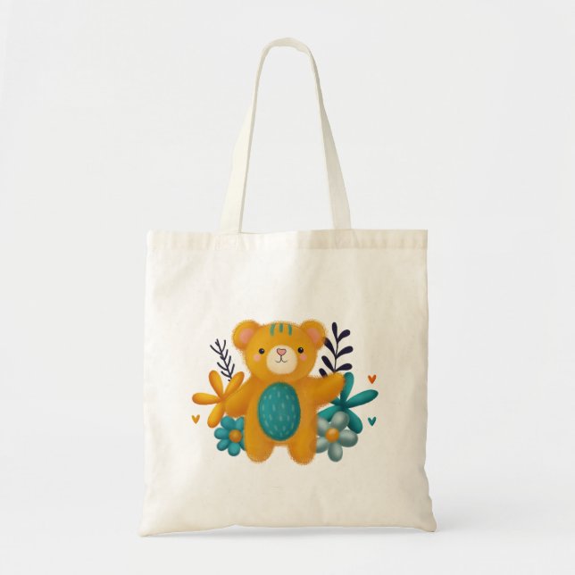 Cute Teddy Bear Tote Bag – Kawaii Design Tragetasche (Vorne)