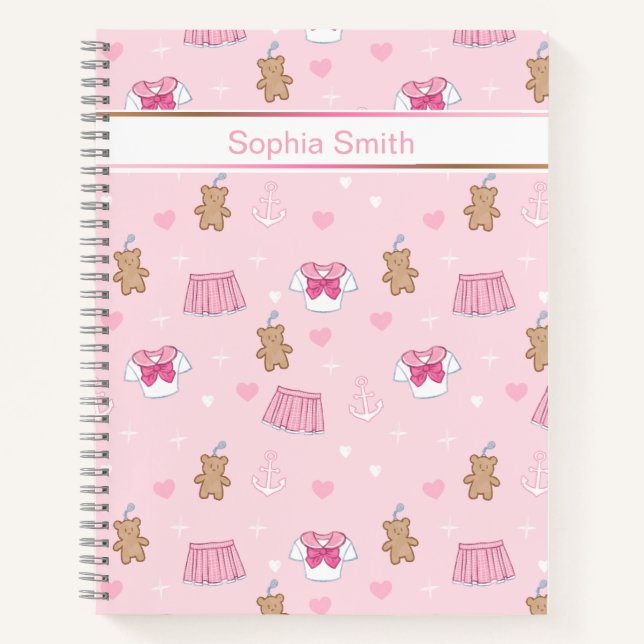 Cute Teddy Bears and Hearts Notebook Notizbuch (Vorderseite)