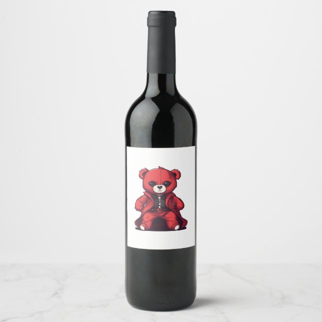 Cute teddy red boy weinetikett (Vorderseite)