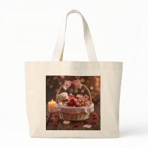 Cute Teddy Rose Basket Romantic Valentine