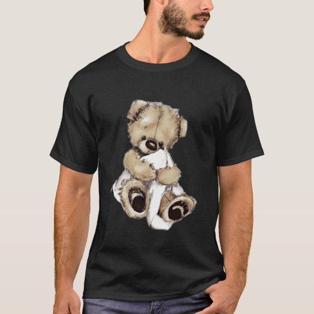 Cute teddy with blanket teddy bear with cuddly bla T-Shirt (Vorderseite)