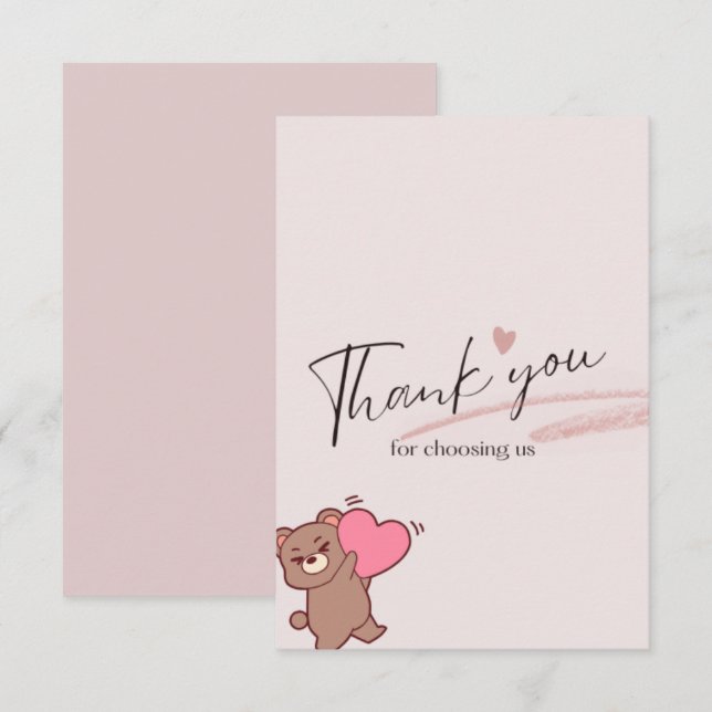 Cute teddybear thank you card dankeskarte (Vorne/Hinten)