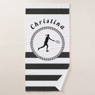 Cute Tennis Girl Black & White Joueuse personnalis