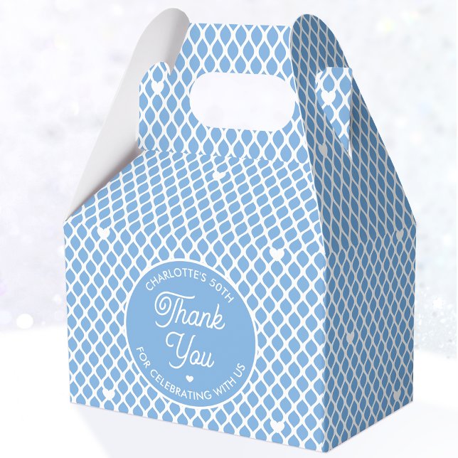 Cute Thank You Birthday Name Any Age Pretty Blue Geschenkschachtel (Von Creator hochgeladen)
