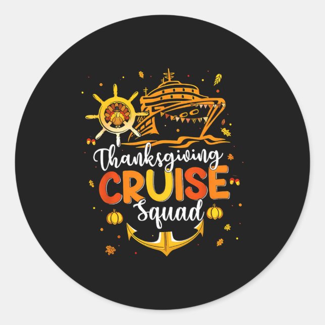 Cute Thanksgiving Cruise Squad Matching Family Vac Runder Aufkleber (Vorderseite)