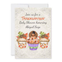 Cute Thanksgiving Cupcakes Baby shower Invitation