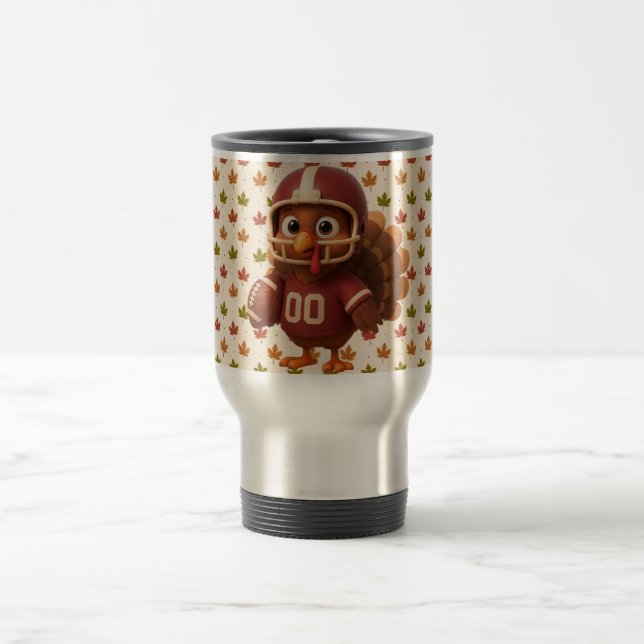 Cute Thanksgiving day football turkey Reisebecher (Mittel)