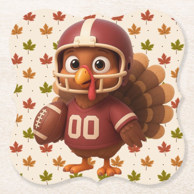 Cute Thanksgiving day football turkey Untersetzer (Vorderseite)