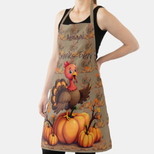 Cute Thanksgiving Truthahn Herbst Kürbisse Szene Schürze