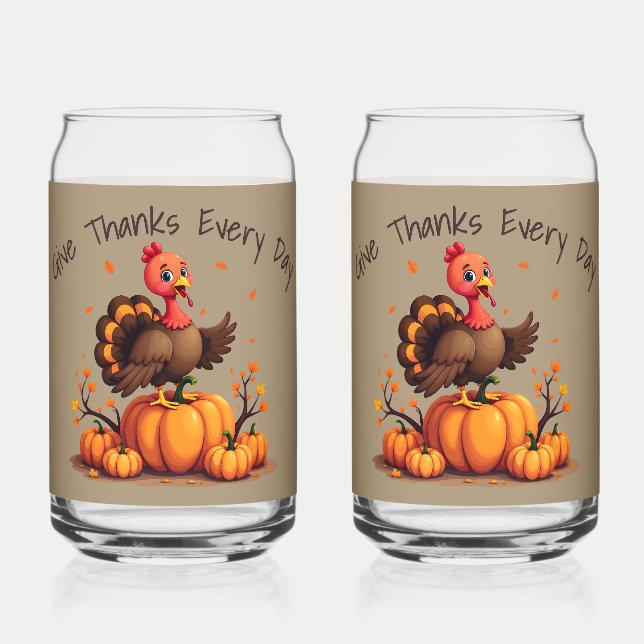 Cute Thanksgiving Turkey Autumn Pumpkins Scene (Recto)