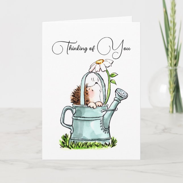 Cute Thinking of You Notecard with Hedgehog (Vorderseite)