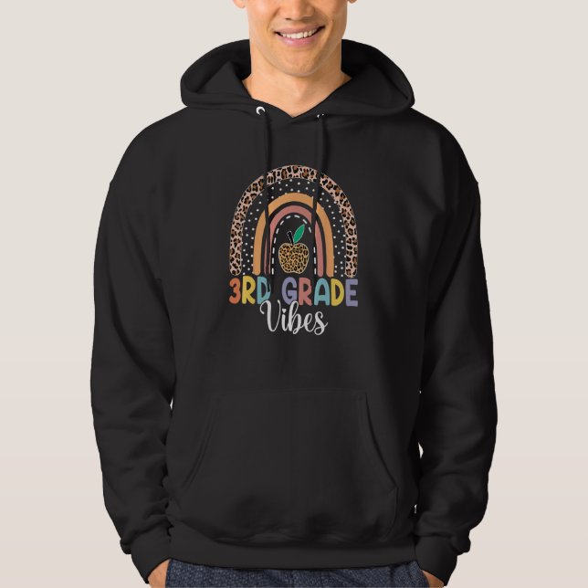 Cute Third Grade Vibes Back To School Rainbow Leop Hoodie (Vorderseite)
