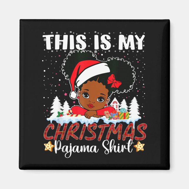Cute This Is My Christmas Pajama Black African Ame Magnet (Vorne)