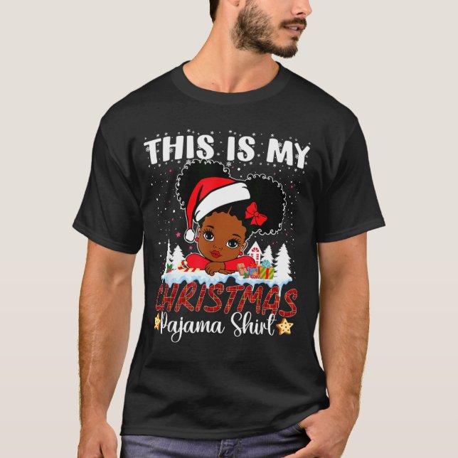 Cute This Is My Christmas Pajama Black African Ame T-Shirt (Vorderseite)