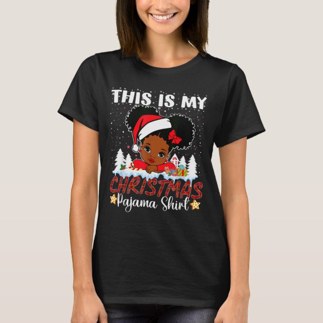 Cute This Is My Christmas Pajama Black African Ame T-Shirt (Vorderseite)