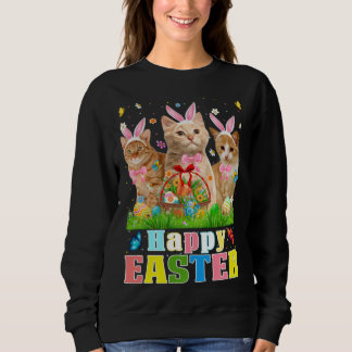 Cute Three Bunny Cats & Easter Egg Basket Easter D Sweatshirt