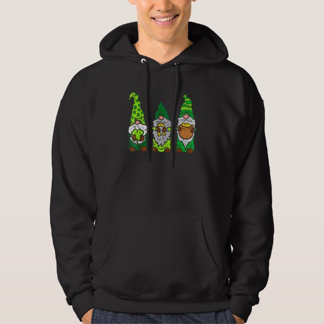 Cute Three Gnome Shamrocks Saint Patrick's Day Men Hoodie (Vorderseite)