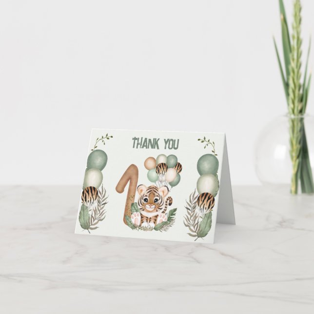 Cute Tiger Boy Safari 1er anniversaire Carte de re (Devant)