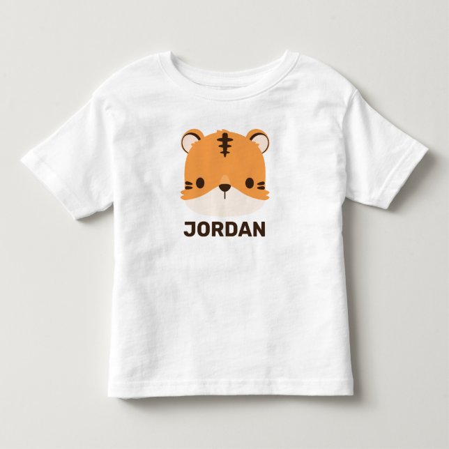 Cute Tiger with Personalized Name Kleinkind T-shirt (Vorderseite)