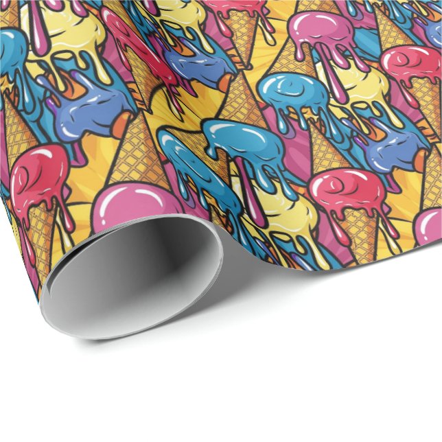 Cute tiled melting ice cream pattern  geschenkpapier (Rolleneckpunkt)