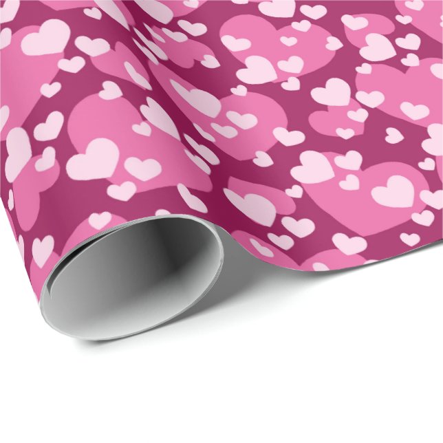 Cute tiled pattern pink hearts  geschenkpapier (Rolleneckpunkt)