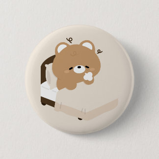Cute Tired Brown Bear Button