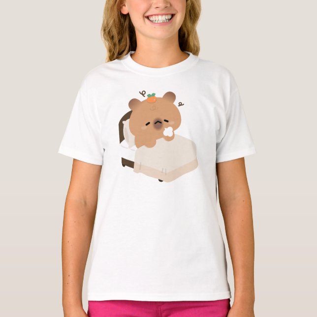 Cute Tired Capybara T-Shirt (Vorderseite)