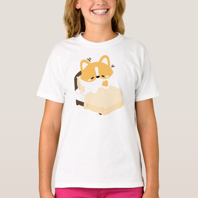 Cute Tired Corgi T-Shirt (Vorderseite)